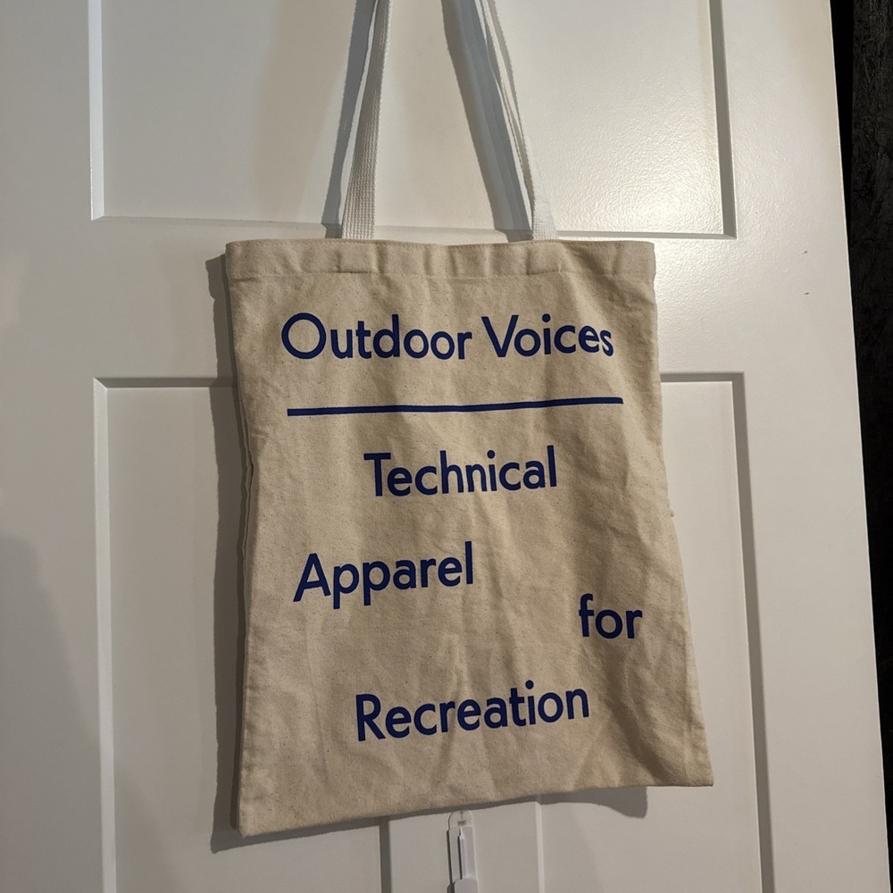 Outdoor Voices Tote Bag Canvas Fabric Natural Logo Signature Cream Medium